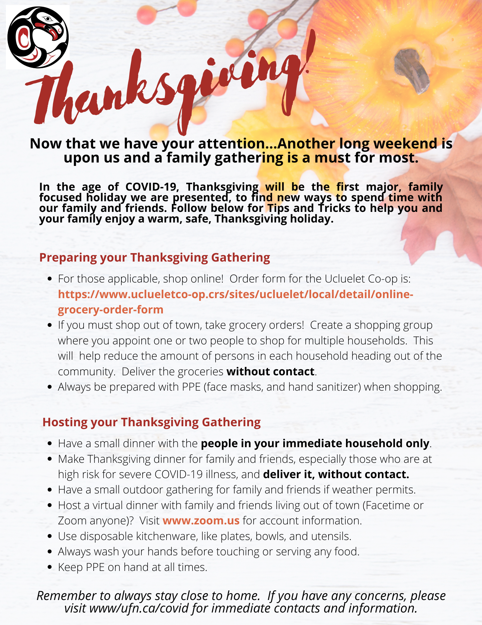 COVID Friendly Thanksgiving – Yuułuʔiłʔatḥ Government